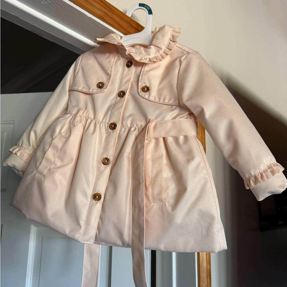 Tahari Pink Kids Jacket with Ruffle Collar